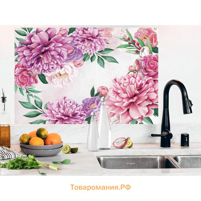 Наклейка виниловая для кухни «Пионы», интерьерная, 60×90 см