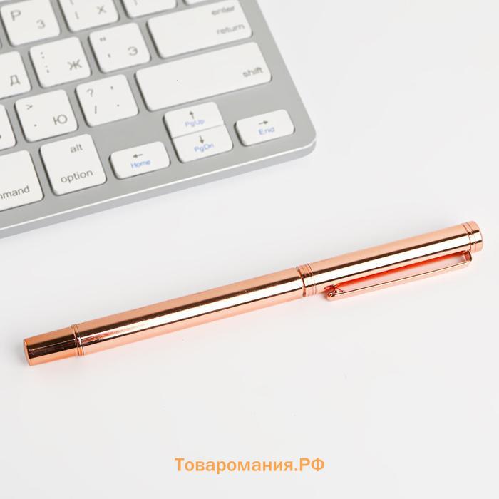 Ручка розовое золото металл в подарочной коробке «С днём 8 марта!»
