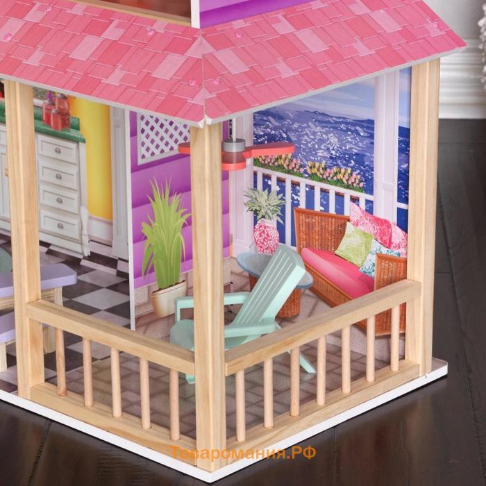 Домик кукольный KidKraft «Коттедж Вивиана», трёхэтажный, с мебелью