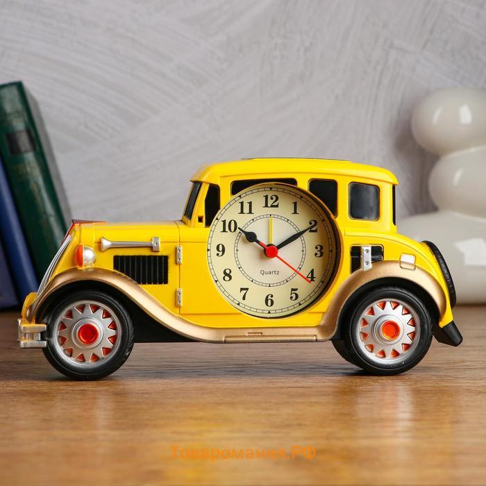 Часы - будильник настольные "Автомобиль", дискретный ход, d-7.5 см, 12 х 24.5 см, АА