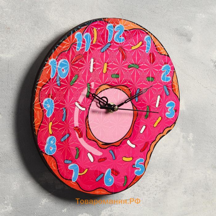 Часы настенные интерьерные "Пончик",  d-23.5 см