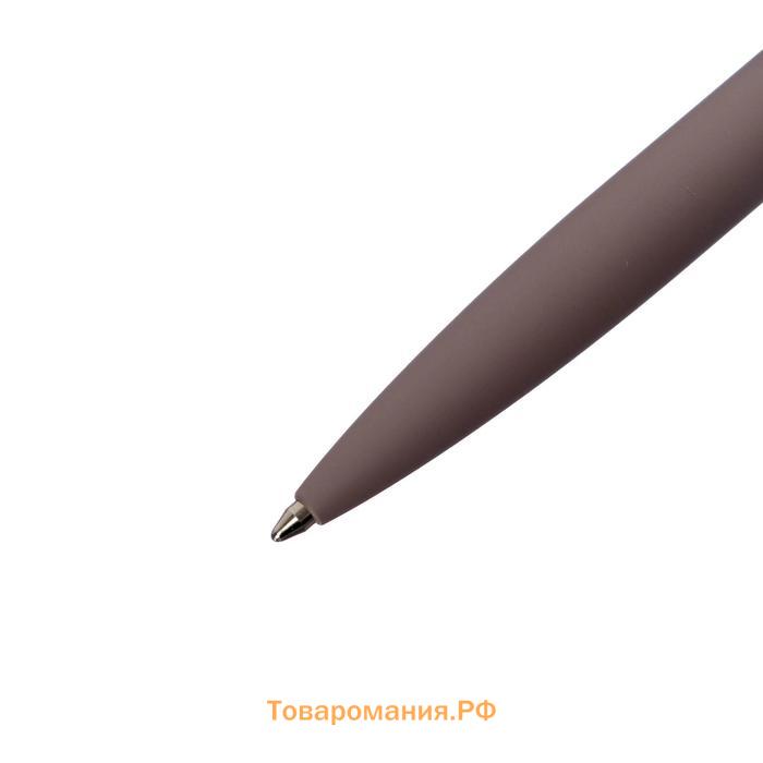 Ручка шариковая автоматическая SAN REMO 1.0 мм, металлический серый корпус, синий стержень, в тубусе