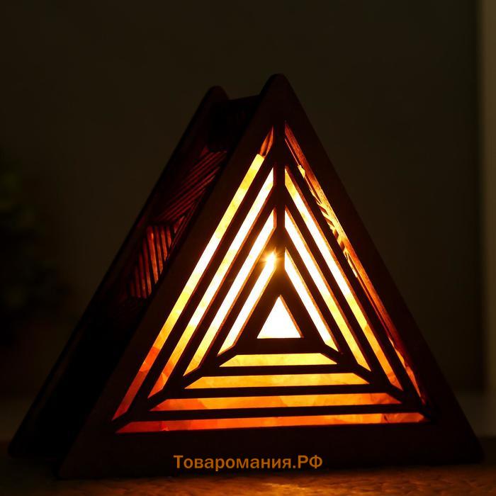 Соляной светильник с диммером "Пирамида" Е14  15Вт  1кг белая соль 17х19х7см