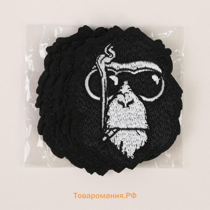 Термоаппликация «Обезьяна в очках», 9 × 7 см, цвет чёрный