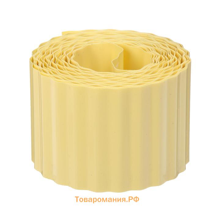 Лента бордюрная, 10 см×9 м, толщина 0.6 мм, пластиковая, гофра, жёлтая, Greengo