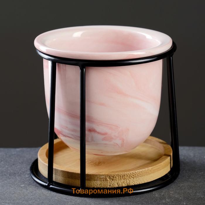 Горшок "Сосуд" розовый на подставке, 11х10см