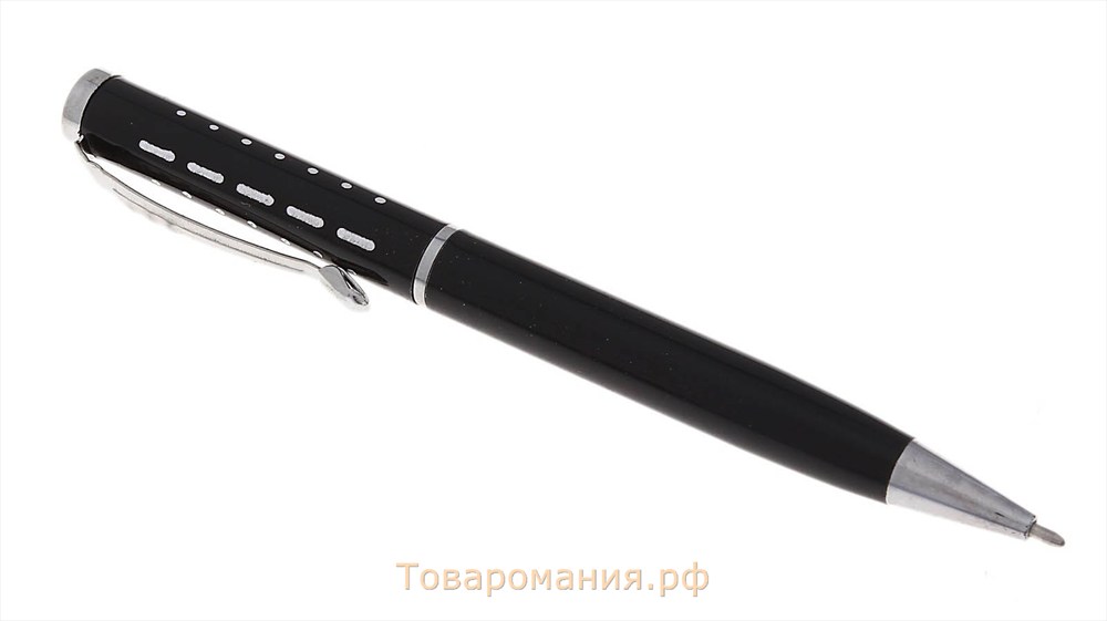 Ручка подарочная, шариковая "Пунктир" в пластиковом футляре, поворотная, чёрная с серебристыми вставками
