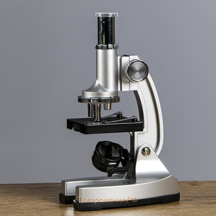 Микроскоп "Исследование", кратность увеличения 600х, 300х, 100х, с подсветкой, серебристый