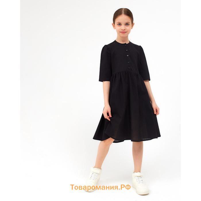 Платье для девочки MINAKU: Cotton collection, цвет чёрный, рост 104 см