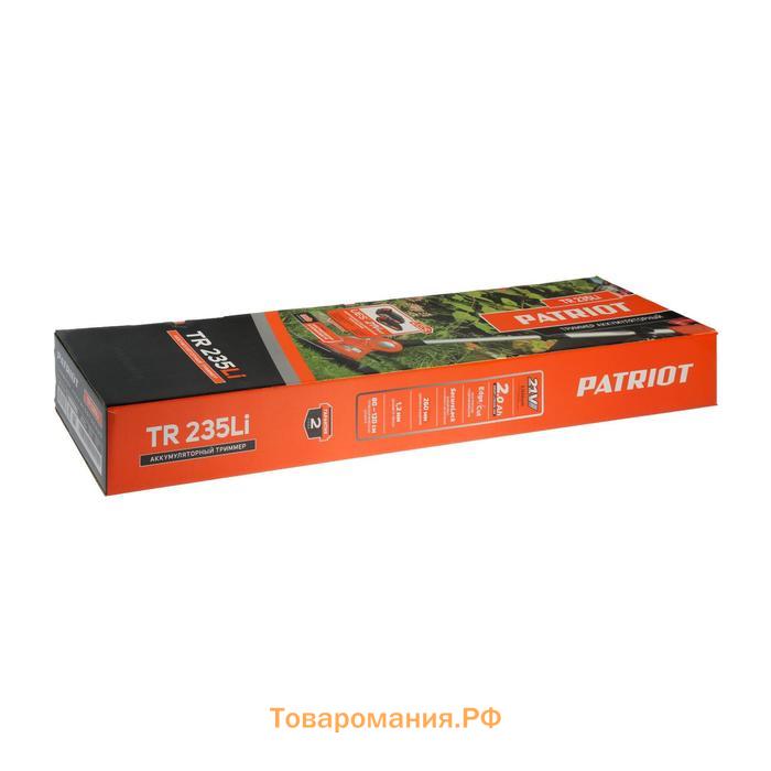 Триммер аккумуляторный PATRIOT TR 235 Li 21B UES, 21 В, Li-lon, 2 Ач, d=1.2 мм, скос 260 мм