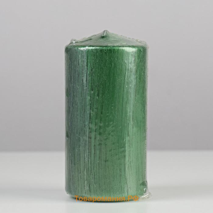 Свеча - цилиндр "Винтаж", 5х10 см, зеленая