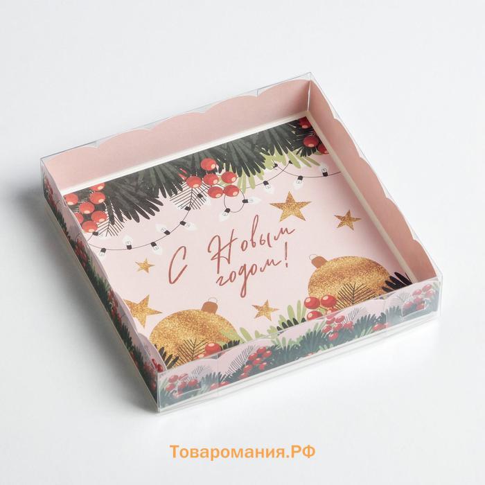 Коробка для кондитерских изделий с PVC крышкой «Яркие истории», 15 × 15 × 3 см