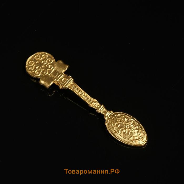 Сувенир кошельковый "Ложка-загребушка с бантиком", олово, 3х0,7х0,3 см