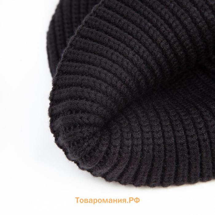 Шапка женская MINAKU с отворотом, размер 54-56, цвет черный
