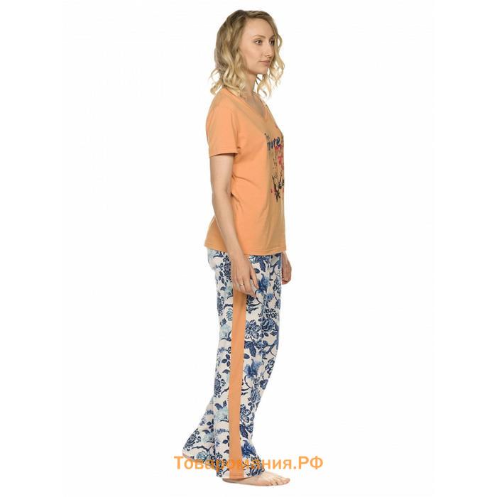 Комплект из футболки и брюк женский, размер S, цвет охра