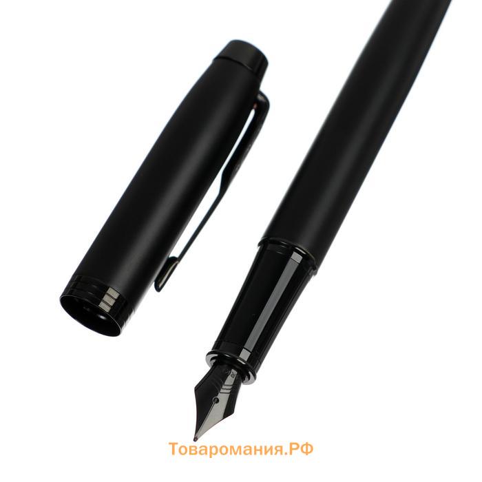 Ручка перьевая Parker IM Achromatic Black BT корпус из нержавеющей стали, чёрный матовый, синяя (2127741)