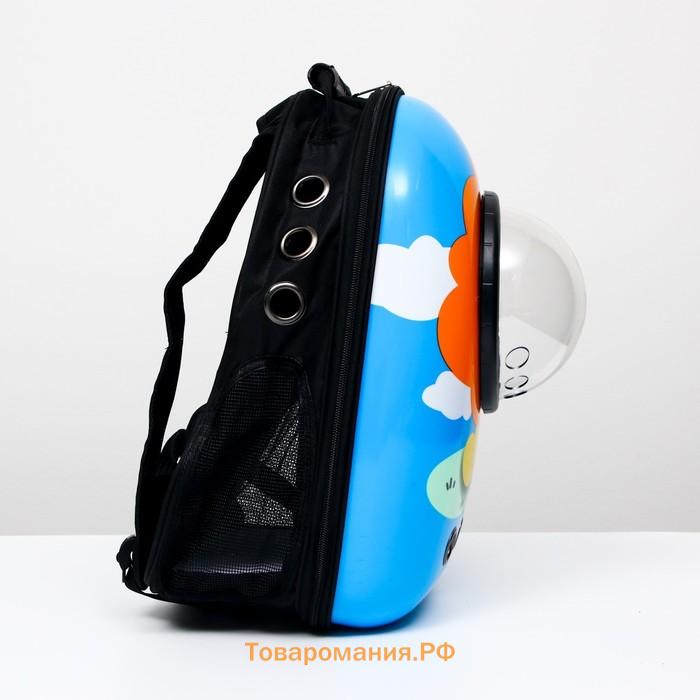 Рюкзак для переноски животных "Лев", с окном для обзора, 32 х 25 х 42 см, голубой