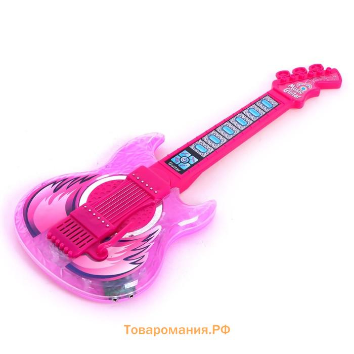 Игрушка музыкальная гитара «Играй и пой», с микрофоном, звуковые эффекты, цвет розовый