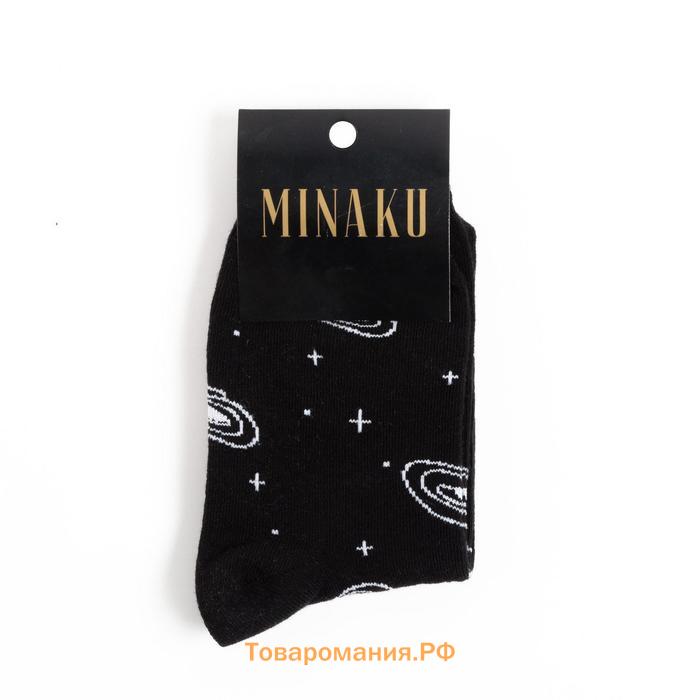 Носки женские MINAKU «Космос», цвет чёрный, размер 38-39 (25 см)