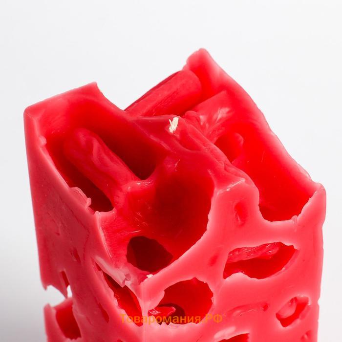 Свеча ароматическая декоративная "Ажурная", красный, 6х6х12 см, садовые ягоды