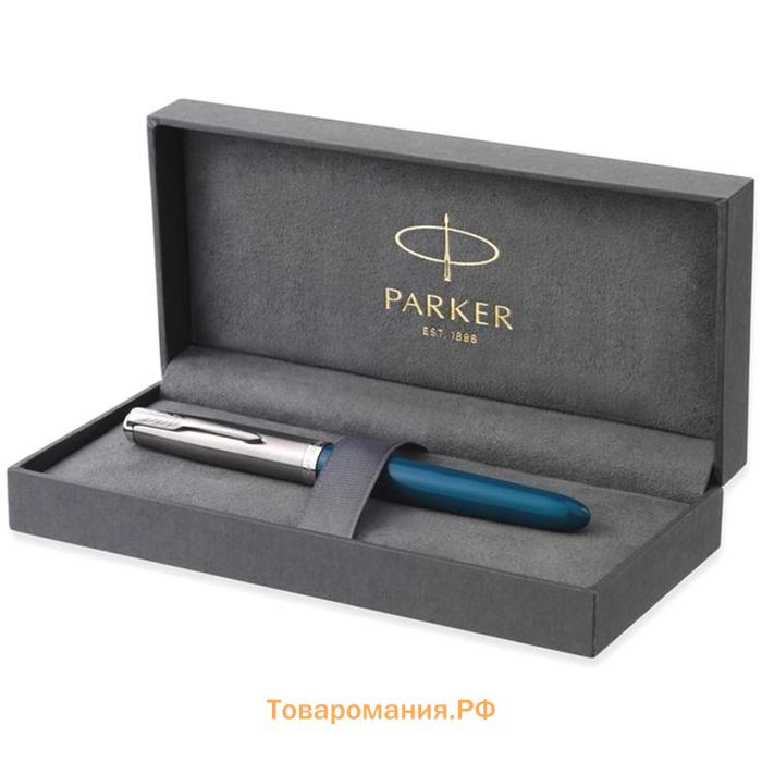 Ручка перьевая Parker 51 Core Teal Blue CT F, корпус из нержавеющей стали/пластик, чёрные чернила