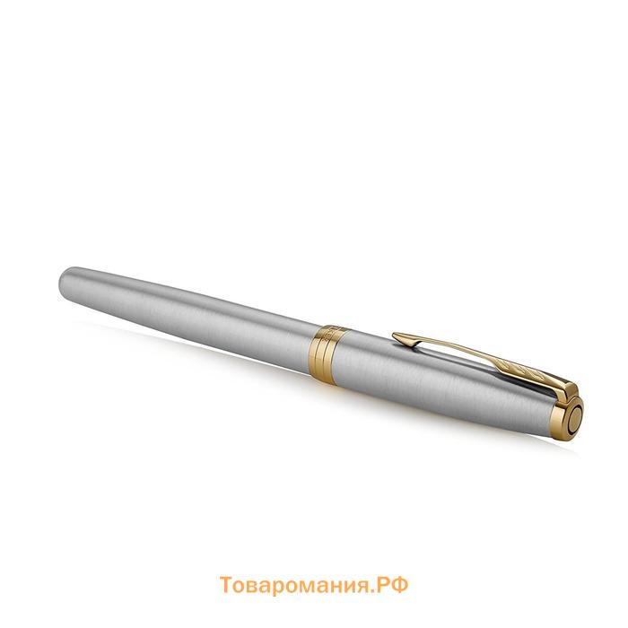 Ручка перьевая Parker Sonnet Core F527 Stainless Steel GT F, корпус из нержавеющей стали, синие чернила