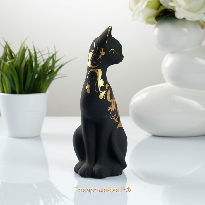 Фигура "Кошка ушастая" 7х8х19см черная