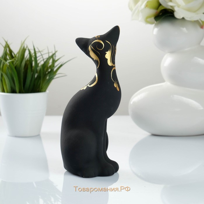 Фигура "Кошка ушастая" 7х8х19см черная