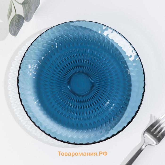 Тарелка десертная стеклянная «Идиллия», d=19 см, цвет лондон топаз