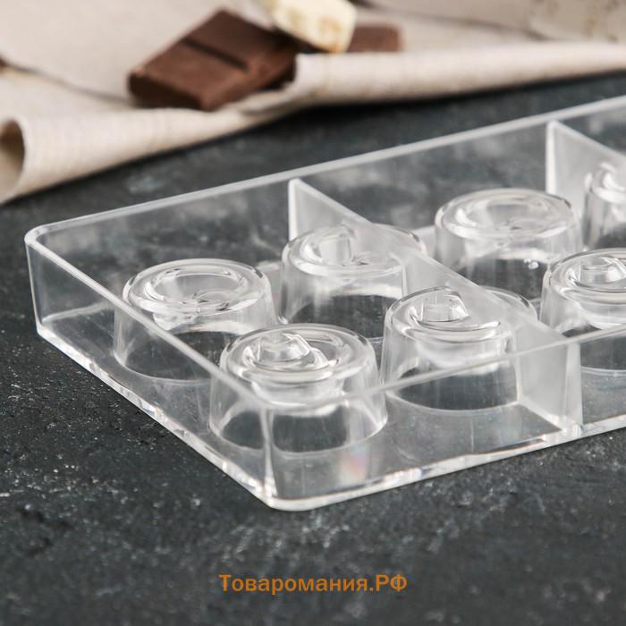 Форма для конфет и шоколада «Конфи», 10 ячеек, 20×12×2,5 см, ячейка 3×1,5 см