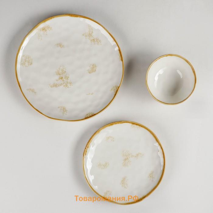 Набор фарфоровой посуды Organic Gold, 16 предметов: 4 тарелки d=20,5 см, 4 тарелки d=27,5 см, 4 миски d=12,5 см, 400 мл, 4 кружки 400 мл, цвет белый