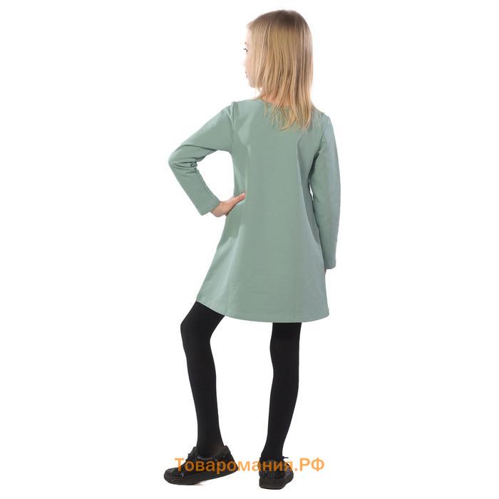 Платье детское, рост 134 см, цвет светло-зелёный, зелёный