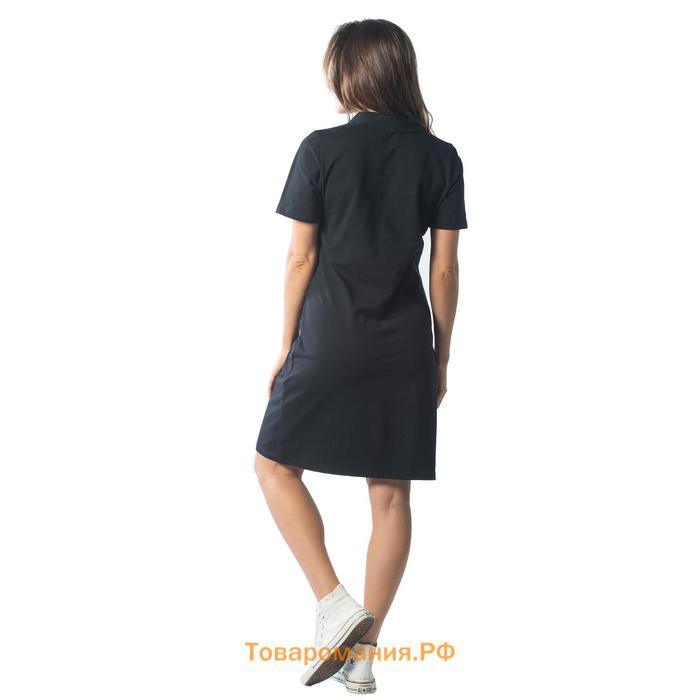 Платье-поло женское бокал, размер 46, цвет чёрный