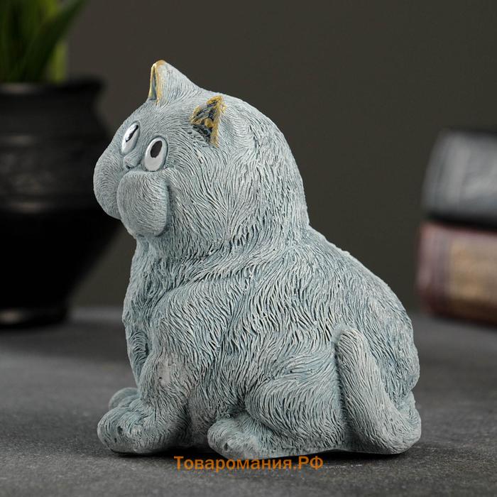 Фигура "Кот сидит" серо-голубой, 10х9х11см