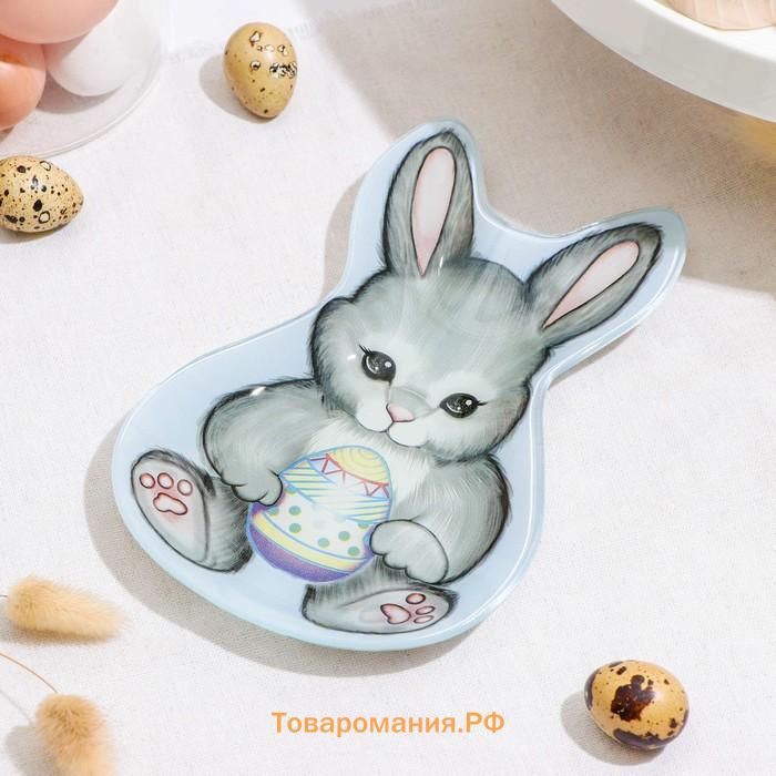 Блюдо стеклянное сервировочное «Пасхальный кролик», 21×13,5×1,8 см