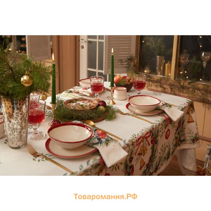 Скатерть  "Сhristmas bells" 150х180 +/-2см с ГМВО, 100% хлопок, саржа 190гр/м2