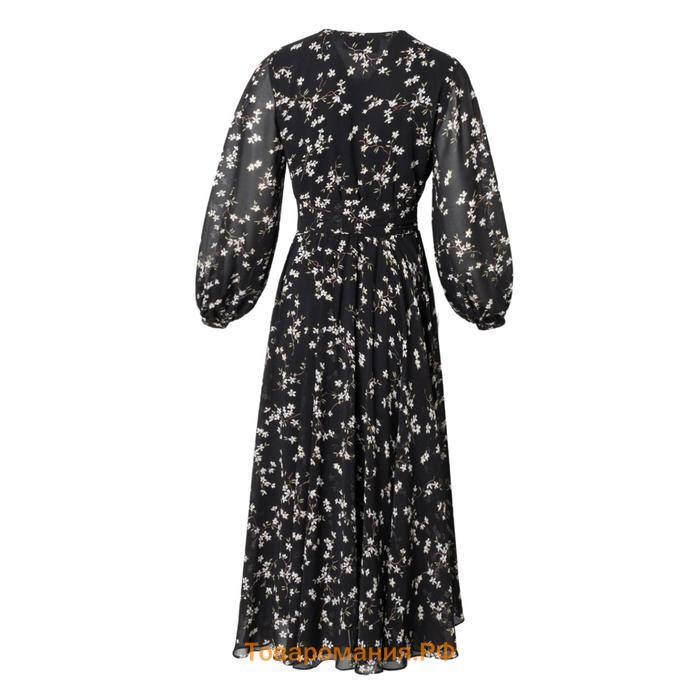 Платье женское с поясом MIST миди, размер 48, чёрный