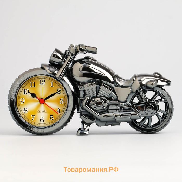 Часы - будильник настольные "Мотоцикл", дискретный ход, циферблат d-6.5 см, 22 х 12 см, АА