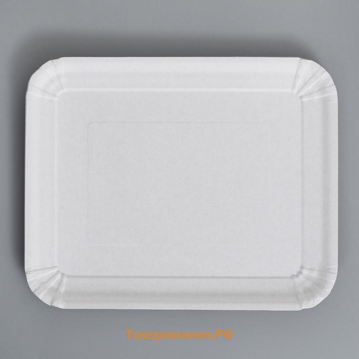 Тарелка одноразовая "Белая" картон, 21 х 17 см