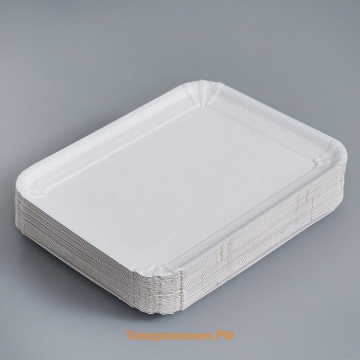 Тарелка одноразовая "Белая" картон, 21 х 17 см