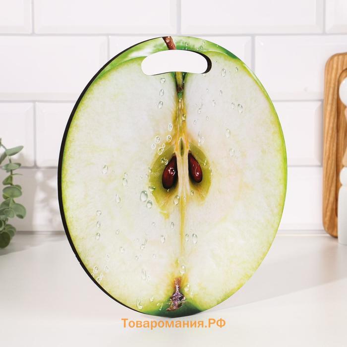 Доска разделочная и сервировочная круглая кухонная "Яблоко в разрезе", 25,5 см