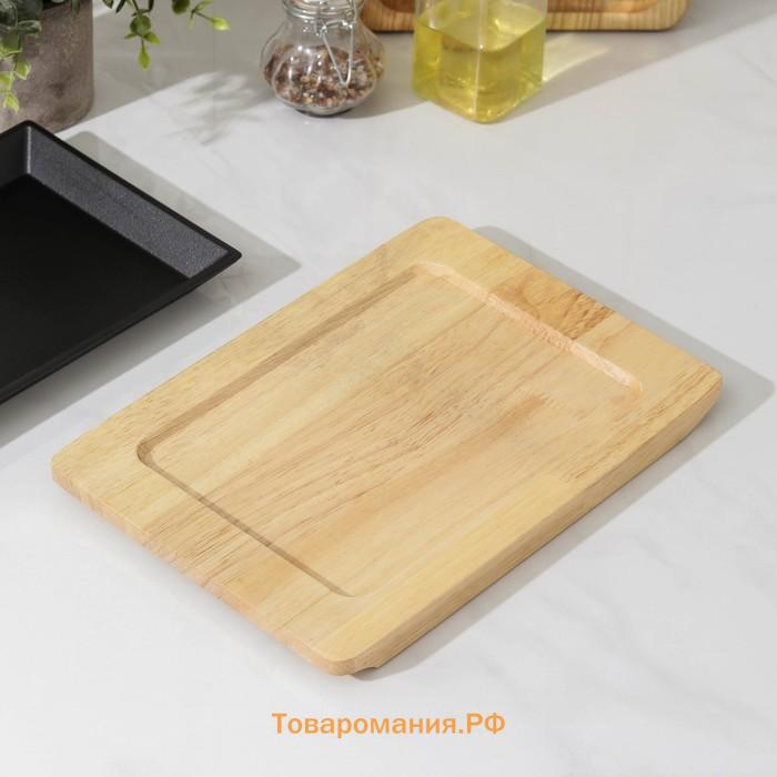 Сковорода «Прованс», 22×16×1,6 см, на деревянной подставке