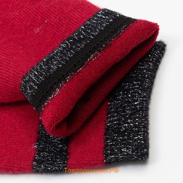 Носки женские шерстяные, цвет красный/чёрный, р-р 23-25 (р-р обуви 36-40)