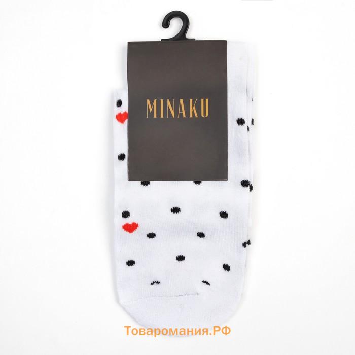 Носки женские MINAKU «Точки и сердечки», цвет белый, размер 36-37 (23 см)