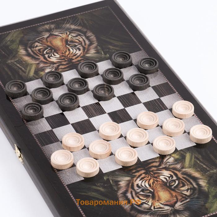 Нарды деревянные большие, настольная игра "Тигр", 50 х 50 см, с шашками