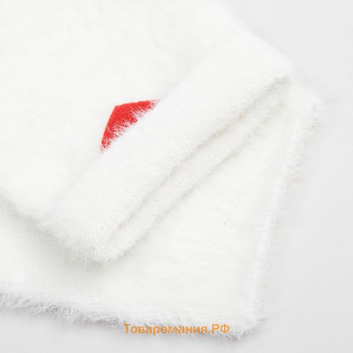 Носки махровые MINAKU с сердечком, цвет белый, размер 36-39 (23-25 см)