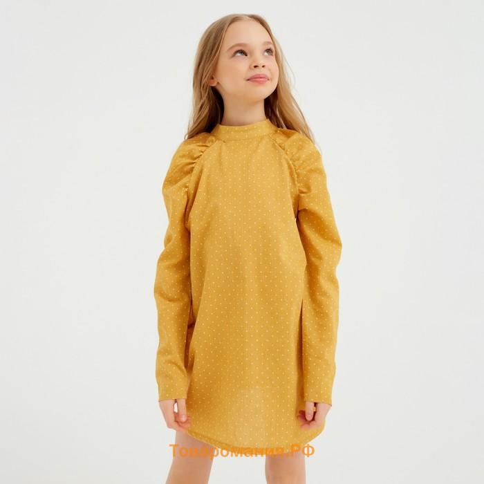 Платье детское MINAKU: Cotton collection цвет горчица, рост 146
