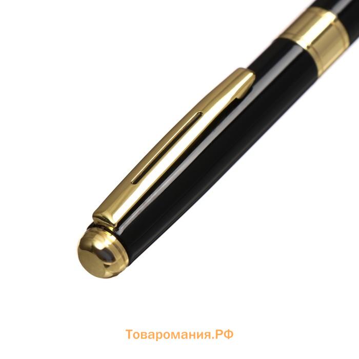 Ручка подарочная шариковая Calligrata New, в кожзам футляре, поворотная, корпус черный с золотым