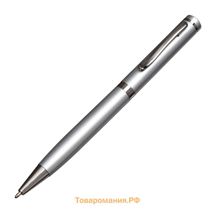 Ручка подарочная, шариковая "Коломбо" в кожзам футляре, поворотная, корпус серебро