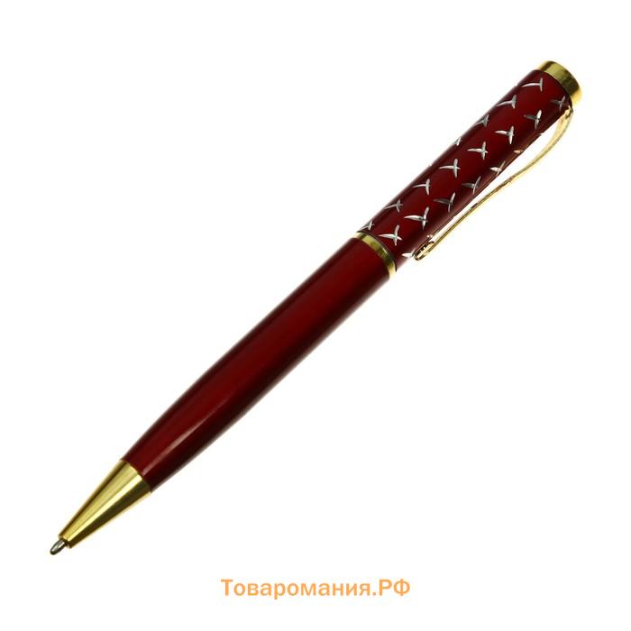Ручка подарочная шариковая Calligrata, в пластиковом футляре, поворотная, корпус красный с золотым Х